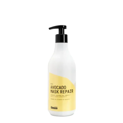 Avocado Mask Repair Glossco, mascarilla reparadora con aguacate para nutrir, fortalecer y devolver el brillo al cabello dañado.